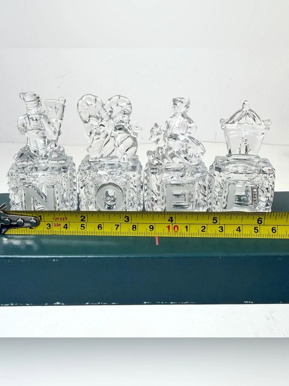 Vintage Lenox 1998 Crystal NOEL Blocks Ornament Set 4 Germany Christmas Boxed